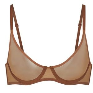 SKIMS NWT Ultrafine Mesh Underwire Scoop Bra Size 32D in Bronze